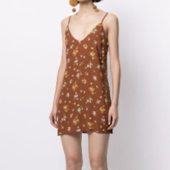 Reformation Ventura floral-print slip dress in Brown - size XS - Picture 1 of 7